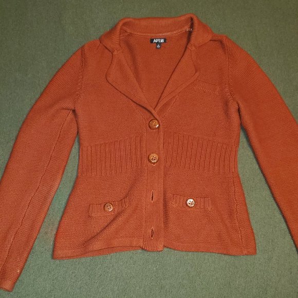 APT. 9 Burnt Orange Button Up Cardigan Sweater - Women Size Medium - Picture 1 of 3